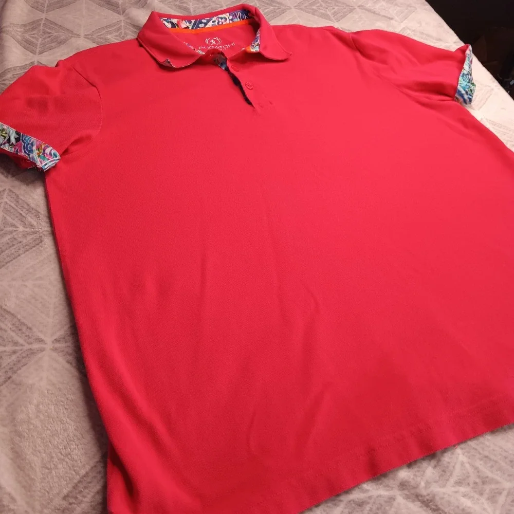 Bugatchi Uomo Golf Polo Shirt 1/4 Mens‎ L? Flip Cuff Stretch Performance Cotton